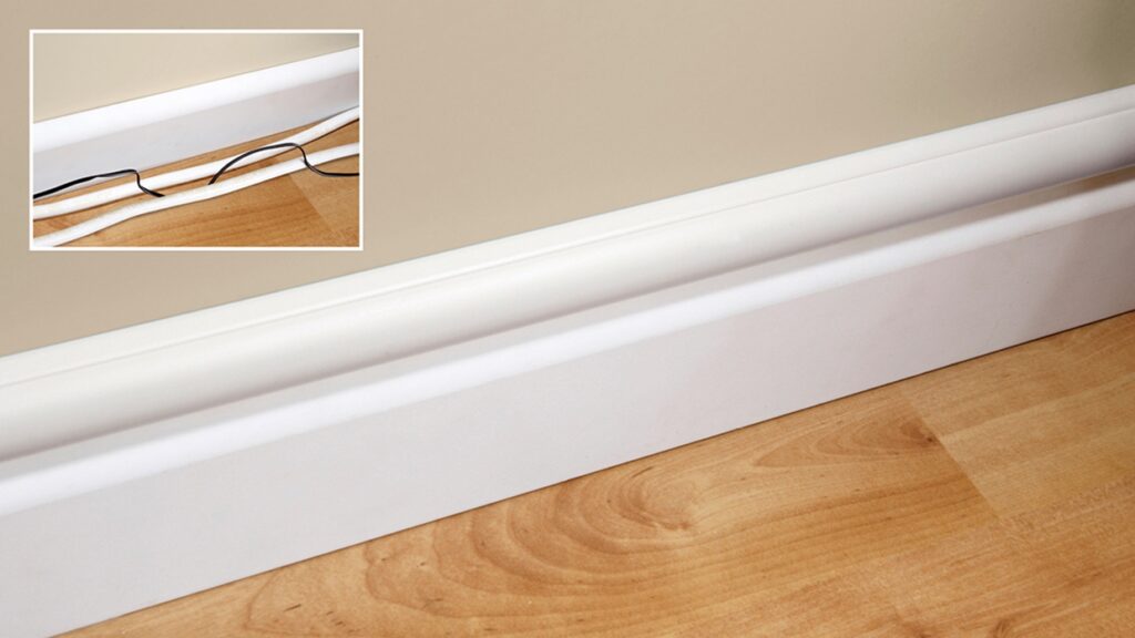 Wires Neatly Hidden with Baseboard